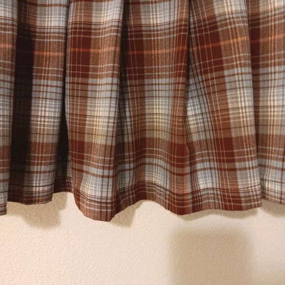 American Eagle Plaid Pleated Mini Skirt Brown Blue Rust  Y2K Sz 2 - Picture 6 of 13